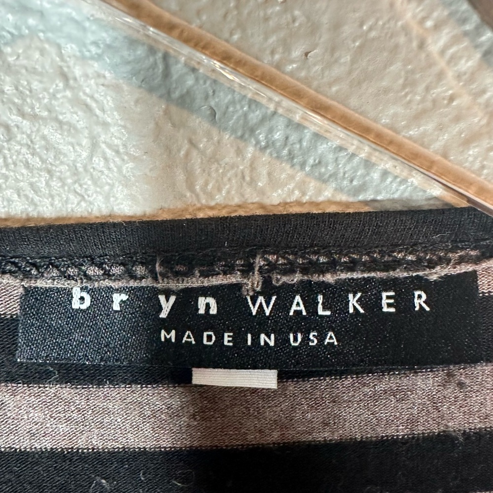 BRYN WALKER Women's Large Annette Cardigan Black & Tan Striped Drape Cardigan - Picture 4 of 9